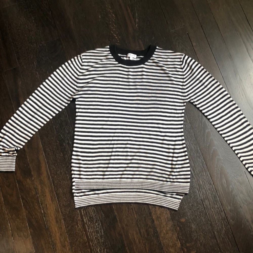 Girl’s Splendid B & W Striped Lightweight Sweater